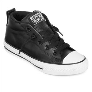 Leather converse mid rise sneakers